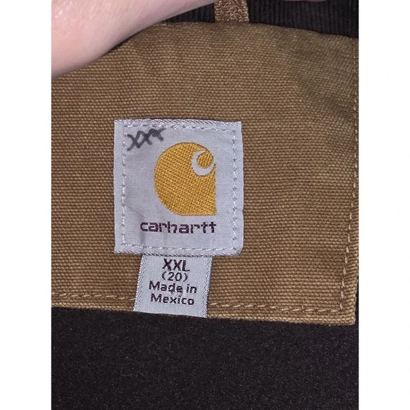 Carhartt Quilted Canvas Work Jacket Brown Corduroy Collar Mens XL - Picture 14 of 15